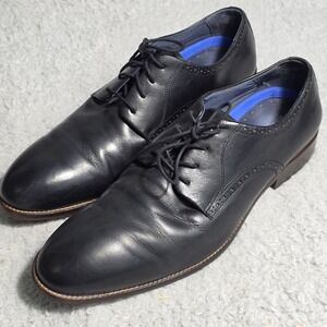 Johnston & Murphy Black Leather Oxford Dress Shoes Men Plain Toe 12M